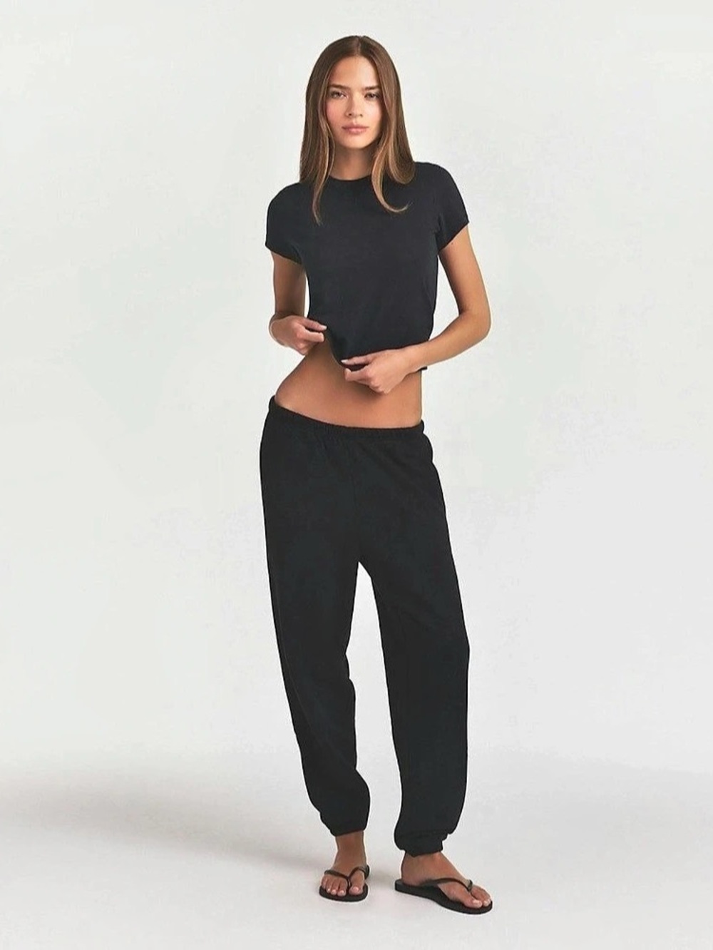 NWT SKIMS Cotton Fleece Classic Black Jogger Medium